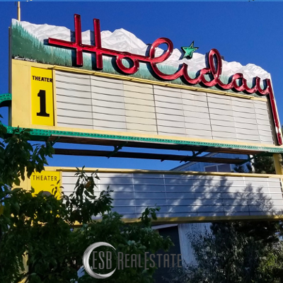 Boulder Colorado Holiday Park neighborhood drive-in movie sign