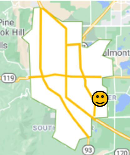 Map of Boulder, Colorado Keewaydin neighborhood