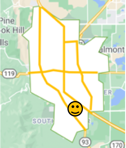 Map of Boulder, Colorado Martin Acres neighborhood