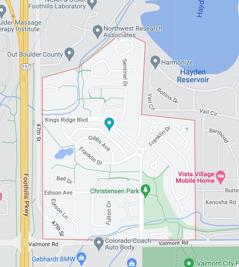 Map of Boulder, Colorado Noble Park neighborhood