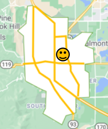 Map of Boulder, Colorado Transit Village neighborhood