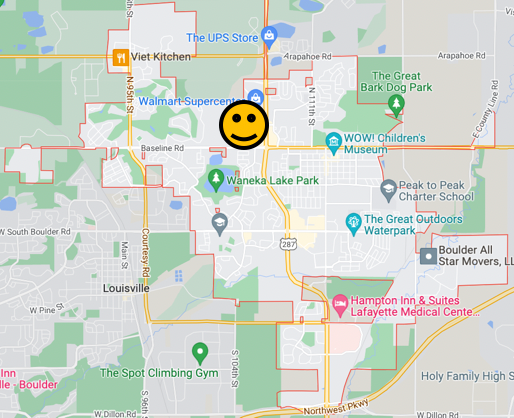 Map of Lafayette, Colorado Annas Farm neighborhood