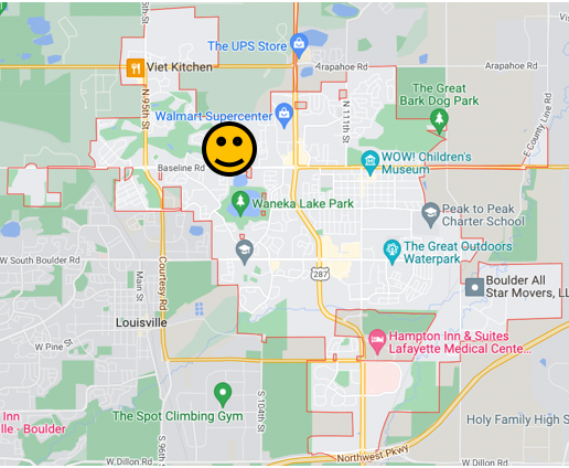 Map of Lafayette, Colorado Silo neighborhood