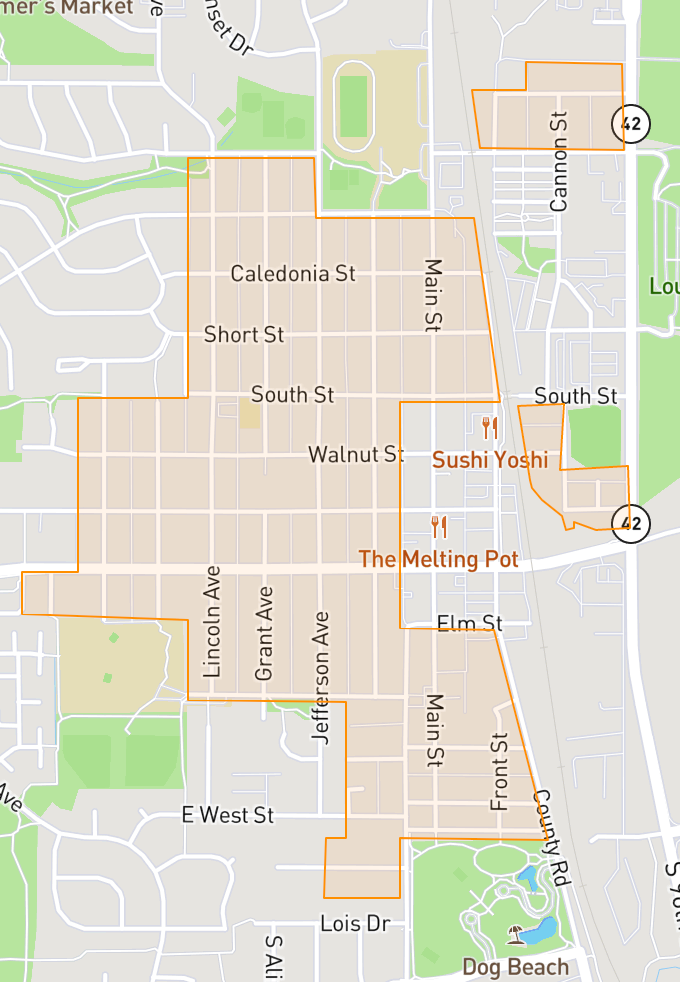 Map of Louisville, Colorado Old Town Louisville neighborhood